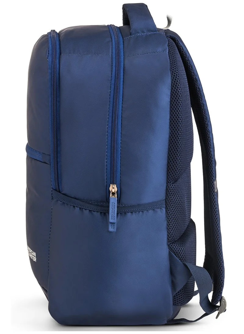 AMERICAN TOURISTER Slate 2.0 Backpack 02, 34L Capacity, Polyester, Navy Blue|Fits 15.6" Laptop|Designed For Comfort|Voluminous Front Pocket|Lightweight|Bottle Holder - 1 Year International Warranty